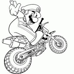Coloriage Mario sur une moto de motocross