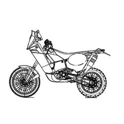 Coloriage Moto tout-terrain sur sa béquille