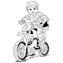 Coloriage Garçon de motocross sur sa moto