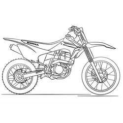 Coloriage Moto Honda de motocross vue de profil