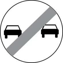Coloriage Panneau routier de fin d'interdiction de dépasser