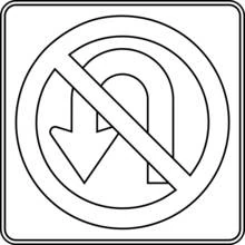 Coloriage Panneau routier interdiction de faire demi-tour