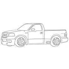 Coloriage Pick-up à jantes sportives et benne ouverte