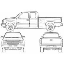 Coloriage Pick-up détaillé, cabine et jantes