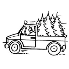 Coloriage Pick-up transportant des sapins