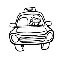 Coloriage Taxi vu de face avec son chauffeur