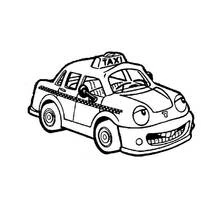 Coloriage Taxi souriant avec un visage rigolo
