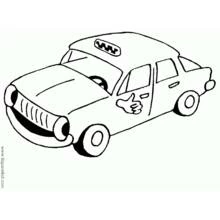 Coloriage Taxi avec un pouce levé sur la portière