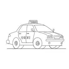 Coloriage Taxi de profil, TAXI répété sur la portière