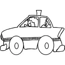 Coloriage Taxi vu de profil avec son enseigne