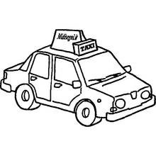 Coloriage Taxi vu de côté avec enseigne