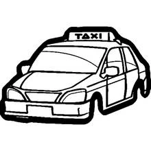 Coloriage Taxi de trois-quarts, pare-brise et phares