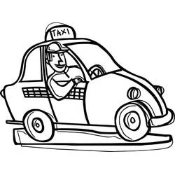 Coloriage Chauffeur de Taxi au volant