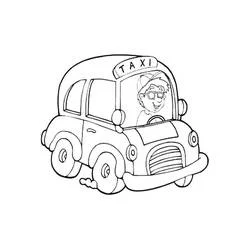 Coloriage Taxi mignon avec chauffeur souriant