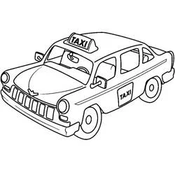 Coloriage Voiture de taxi vue de trois-quarts