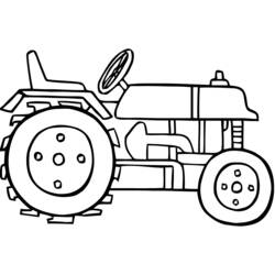 Coloriage Tracteur avec grande roue arrière et volant