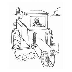 Coloriage Tracteur avec lame poussant de la terre