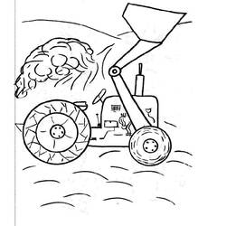 Coloriage Tracteur avec godet de pelle