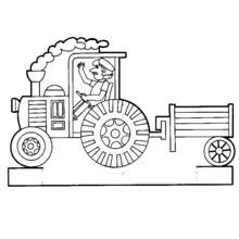 Coloriage Tracteur tirant une remorque