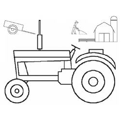 Coloriage Tracteur à la ferme avec grange et fermier