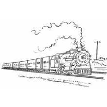 Coloriage Locomotive à vapeur tirant un train