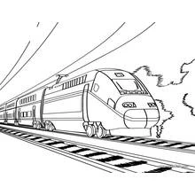 Coloriage Locomotive de face tirant ses wagons