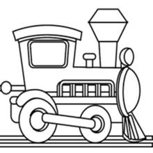 Coloriage Locomotive aux roues rondes et cheminée