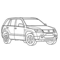 Coloriage Véhicule 4x4 de type SUV vu de trois quarts