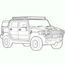 Coloriage Hummer 4x4 vu de trois quarts