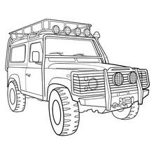 Coloriage Véhicule 4x4 de terrain avec galerie de toit