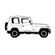 Coloriage Véhicule 4x4 Jeep vu de profil