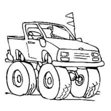 Coloriage Véhicule 4x4 monster truck aux roues surdimensionnées