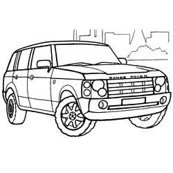 Coloriage Véhicules 4x4 Range Rover garé en ville