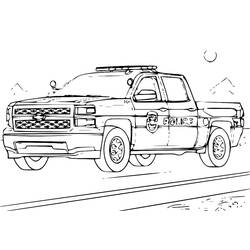 Coloriage Camion de police 4x4 sur la route