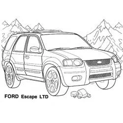 Coloriage Ford Escape 4x4 face à la montagne