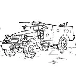 Coloriage Véhicules 4x4 militaire blindé sur terrain accidenté