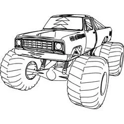 Coloriage 4x4 monster truck aux roues surdimensionnées