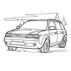 Coloriage Audi 4x4 dans un paysage de montagne
