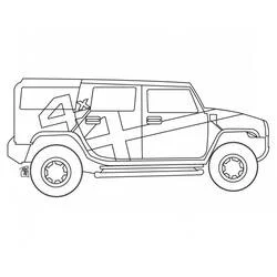 Coloriage Véhicules 4x4 Hummer vu de profil