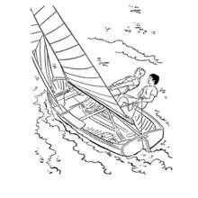 Coloriage Voilier penché avec deux marins en équilibre Coloriage Voilier penché avec deux marins en équilibre