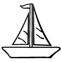 Coloriage Voilier aux deux voiles triangulaires Coloriage Voilier aux deux voiles triangulaires
