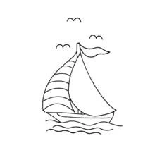 Coloriage Voilier avec voile rayée sur l'eau Coloriage Voilier avec voile rayée sur l'eau