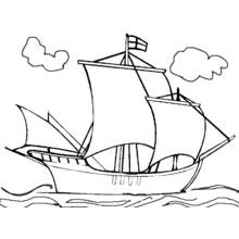 Coloriage Voilier voguant sur les flots Coloriage Voilier voguant sur les flots