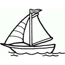 Coloriage Voilier voguant sur des vagues douces Coloriage Voilier voguant sur des vagues douces