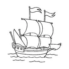 Coloriage Voilier ancien voguant sur les vagues Coloriage Voilier ancien voguant sur les vagues