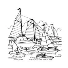 Coloriage Voilier en régate sur la mer Coloriage Voilier en régate sur la mer