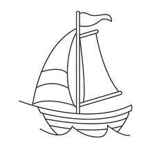 Coloriage Voilier flottant sur des vagues douces Coloriage Voilier flottant sur des vagues douces
