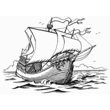 Coloriage Voilier ancien fendant les vagues Coloriage Voilier ancien fendant les vagues