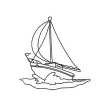 Coloriage Voilier voguant sur les vagues Coloriage Voilier voguant sur les vagues