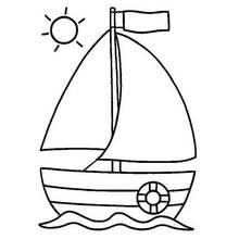 Coloriage Voilier avec soleil et vagues Coloriage Voilier avec soleil et vagues
